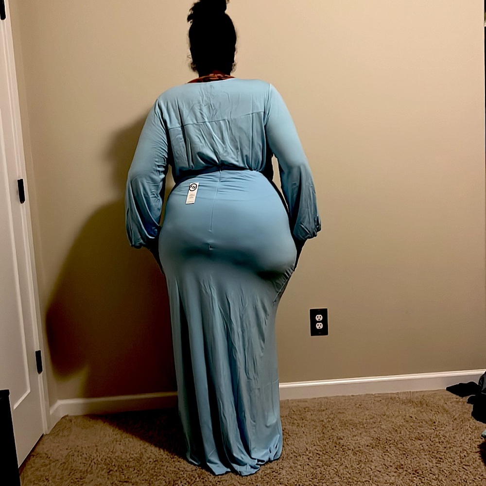 Sky blue sursplice body suit